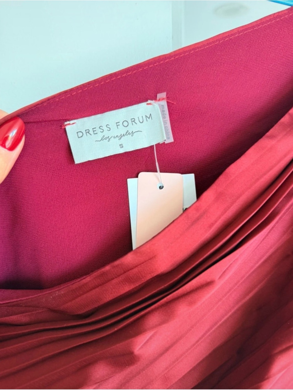 Dress Forum Wine Red Pleated Asymmetrical Skirt - Picture 4 of 4